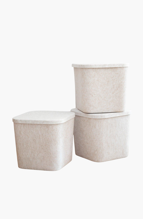 Sortjoy The Sculpted Bin In Stone - Set Of 3