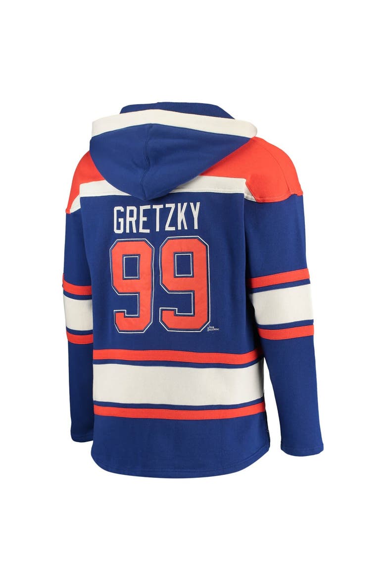 Men's '47 Wayne Gretzky Royal Edmonton Oilers Retired Player Name & Number Lacer Pullover Hoodie, Alternate, color, Royal