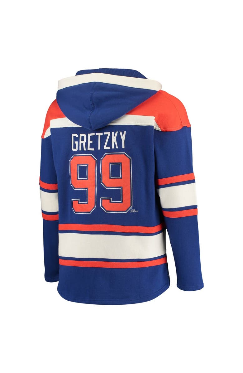 '47 Men's '47 Wayne Gretzky Royal Edmonton Oilers Retired Player Name & Number Lacer Pullover Hoodie, Alternate, color, 