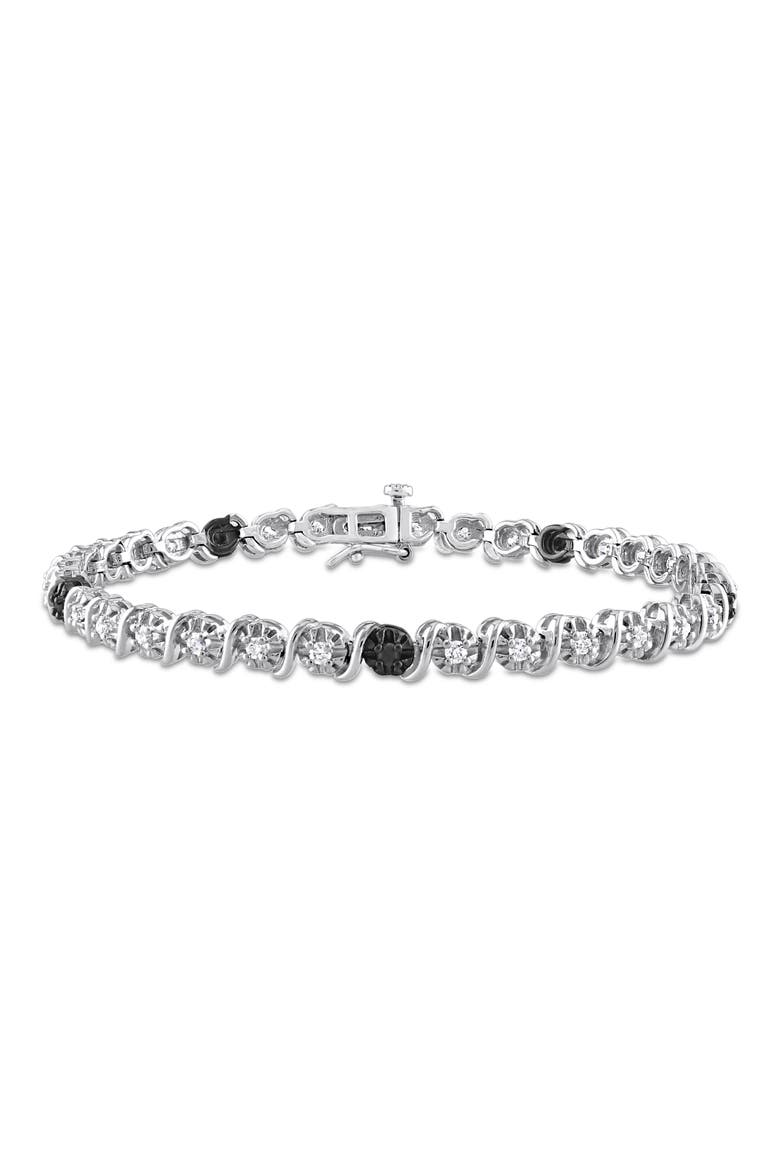 Sterling Silver Black & White Diamond Tennis Bracelet, Main, color, BLACK