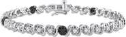 DELMAR Sterling Silver Black & White Diamond Tennis Bracelet