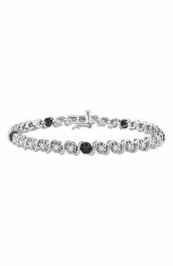 Sterling Silver Black & White Diamond Tennis Bracelet