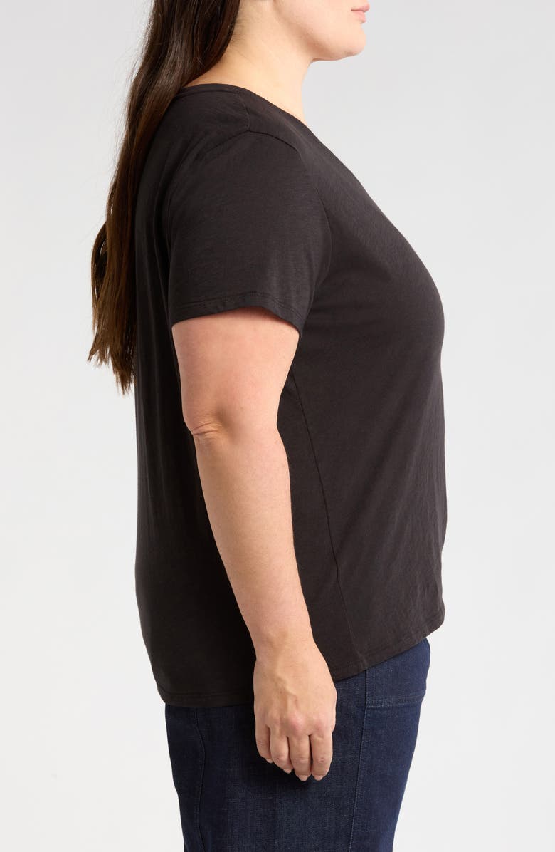 Eileen Fisher Easy V-Neck Organic Cotton T-Shirt, Alternate, color, Black