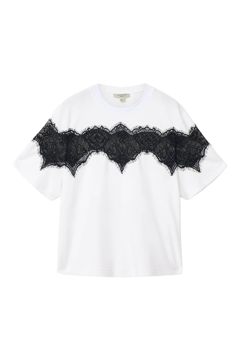 Lisa Lace Panel T-Shirt, Alternate, color, OPTIC WHITE