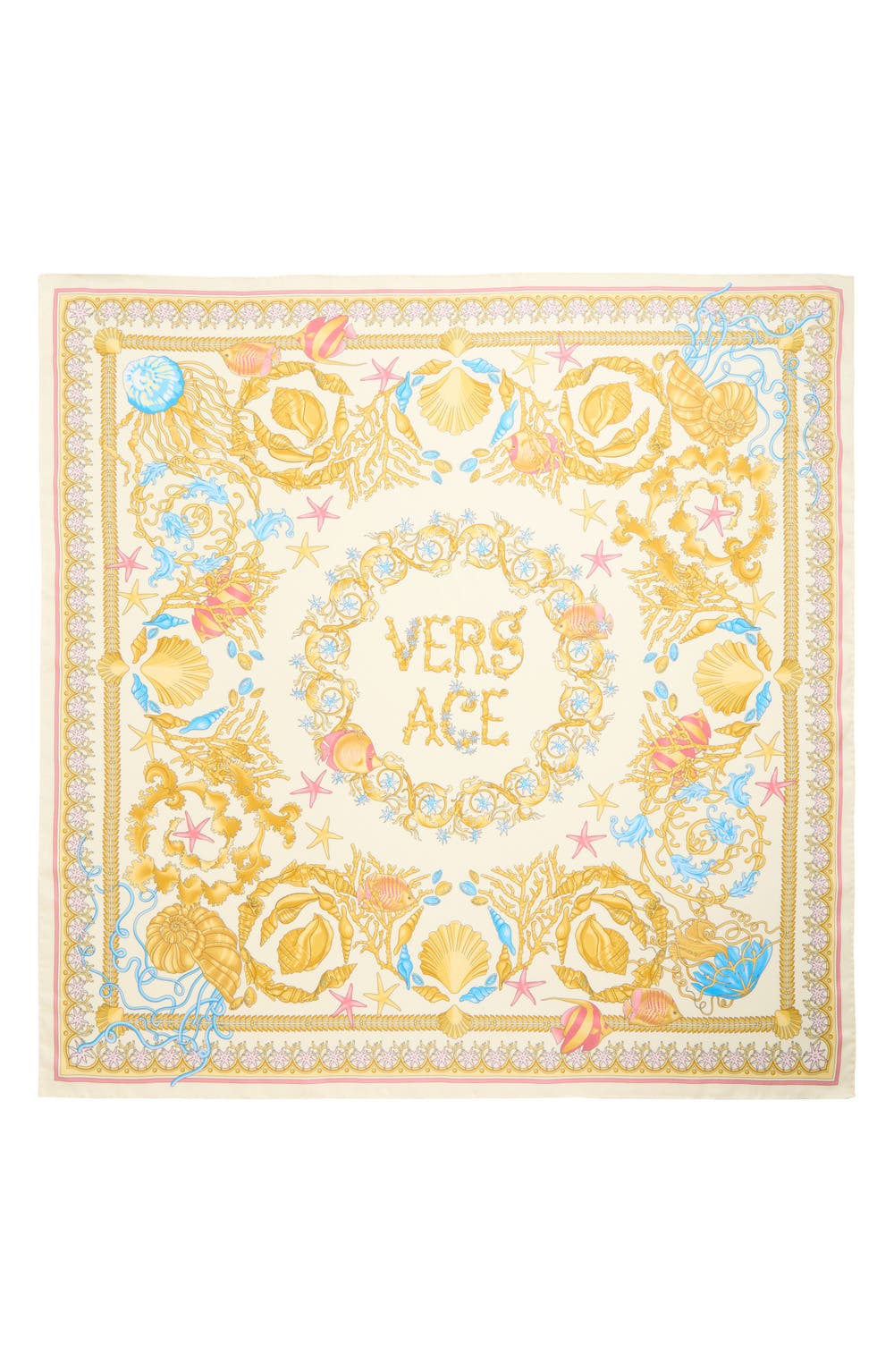 Underwater Barocco Silk Square Scarf, color, EGGSHELL MULTICOLOR