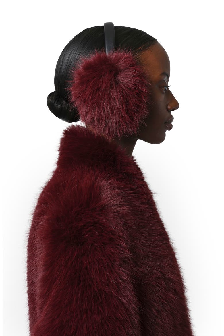 Esme Faux Fur Earmuffs, Alternate, color, MERLOT