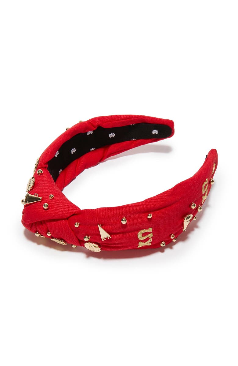 Lele Sadoughi Chi Omega Knotted Headband, Main, color, Cardinal Red 600