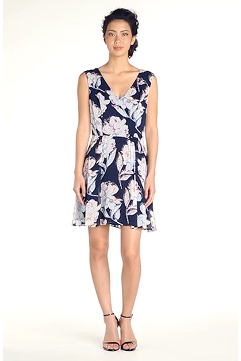 Print Chiffon Fit & Flare Dress, Alternate, color, NOCTURNAL MULTI