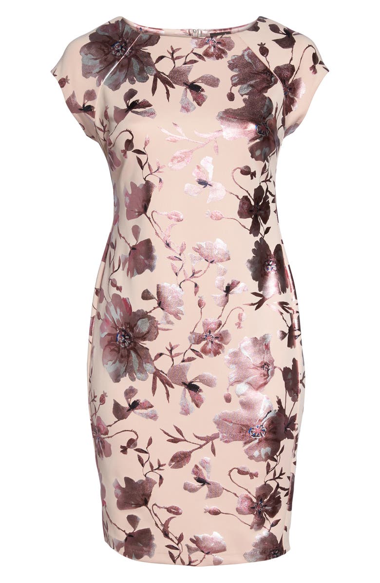 ECI Foil Print Sheath Dress, Alternate, color,