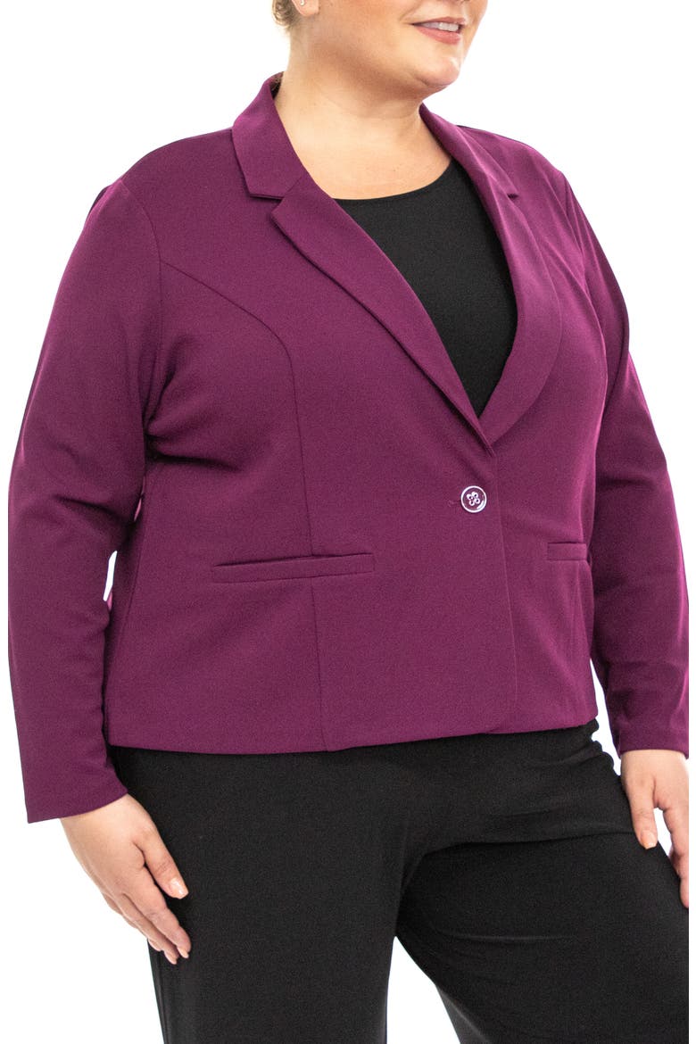 One Button Notch Lapel Crop Blazer, Alternate, color, CRISP BERRY
