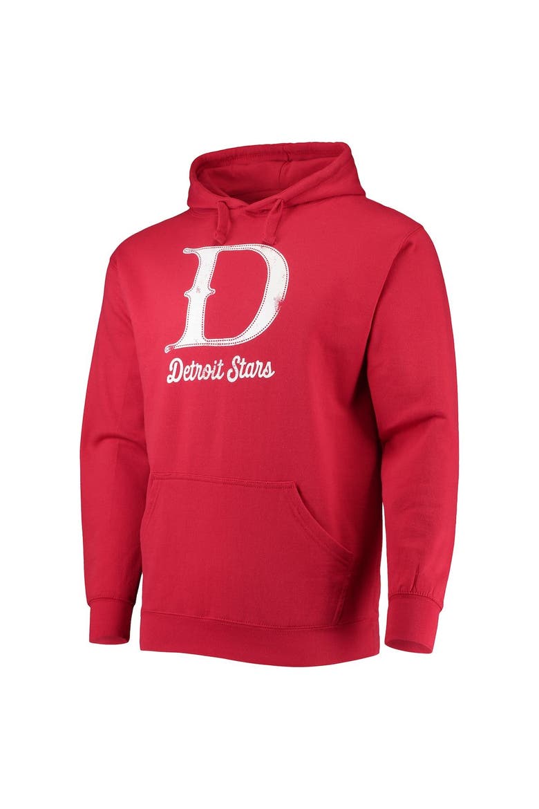 Men's Stitches Red Detroit Stars Negro League Logo Pullover Hoodie, Alternate, color, Red