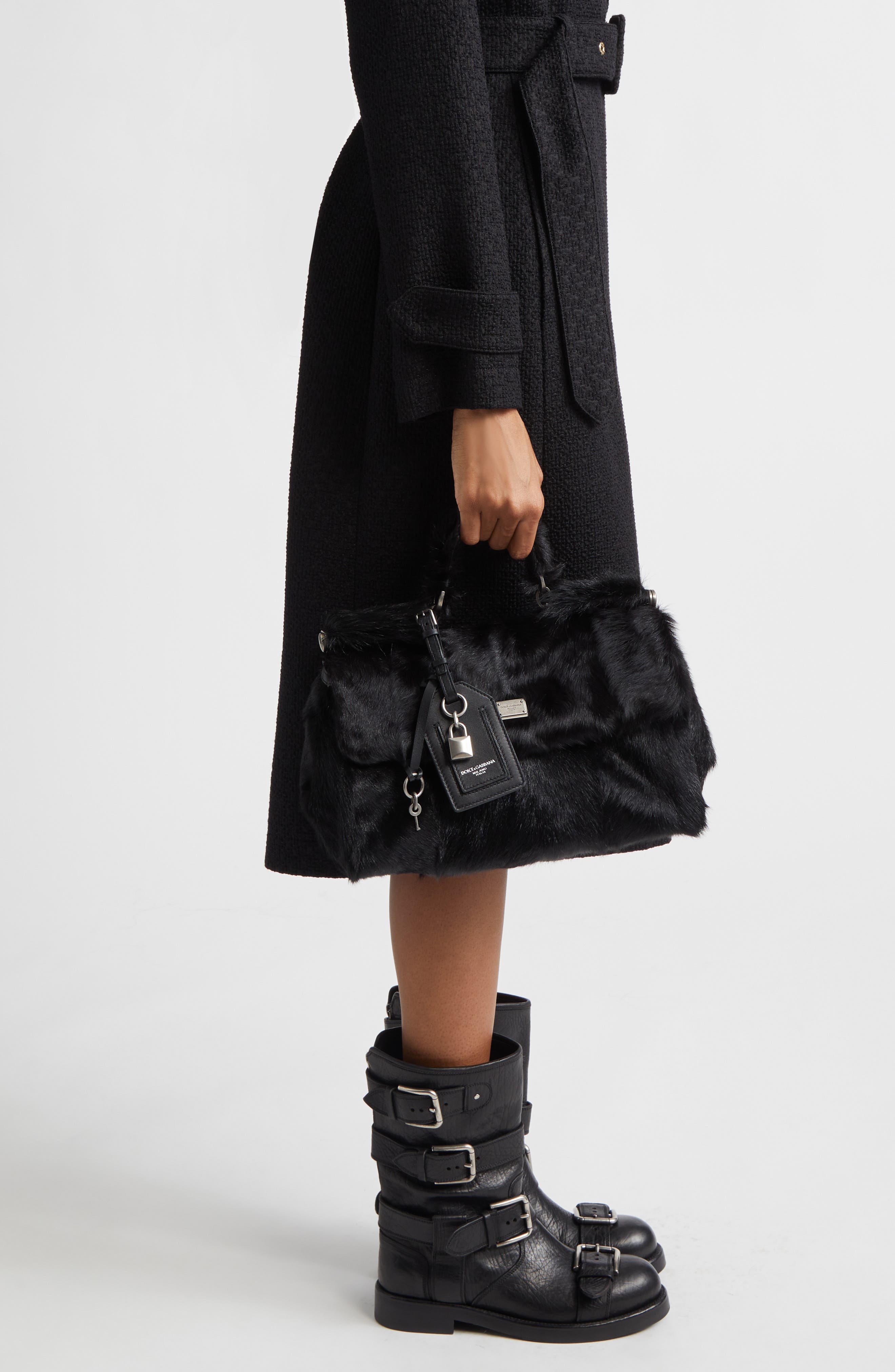 Dolce&Gabbana My Sicily East/West Genuine Calf Hair Top Handle Bag, Alternate, color, 8B956 Nero/ Nero