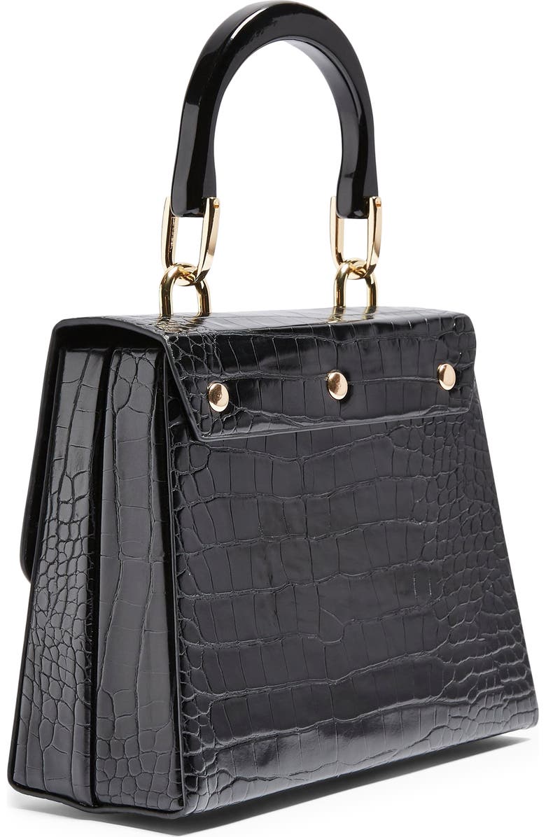 Topshop Crocodile Embossed Flap Handbag, Alternate, color,