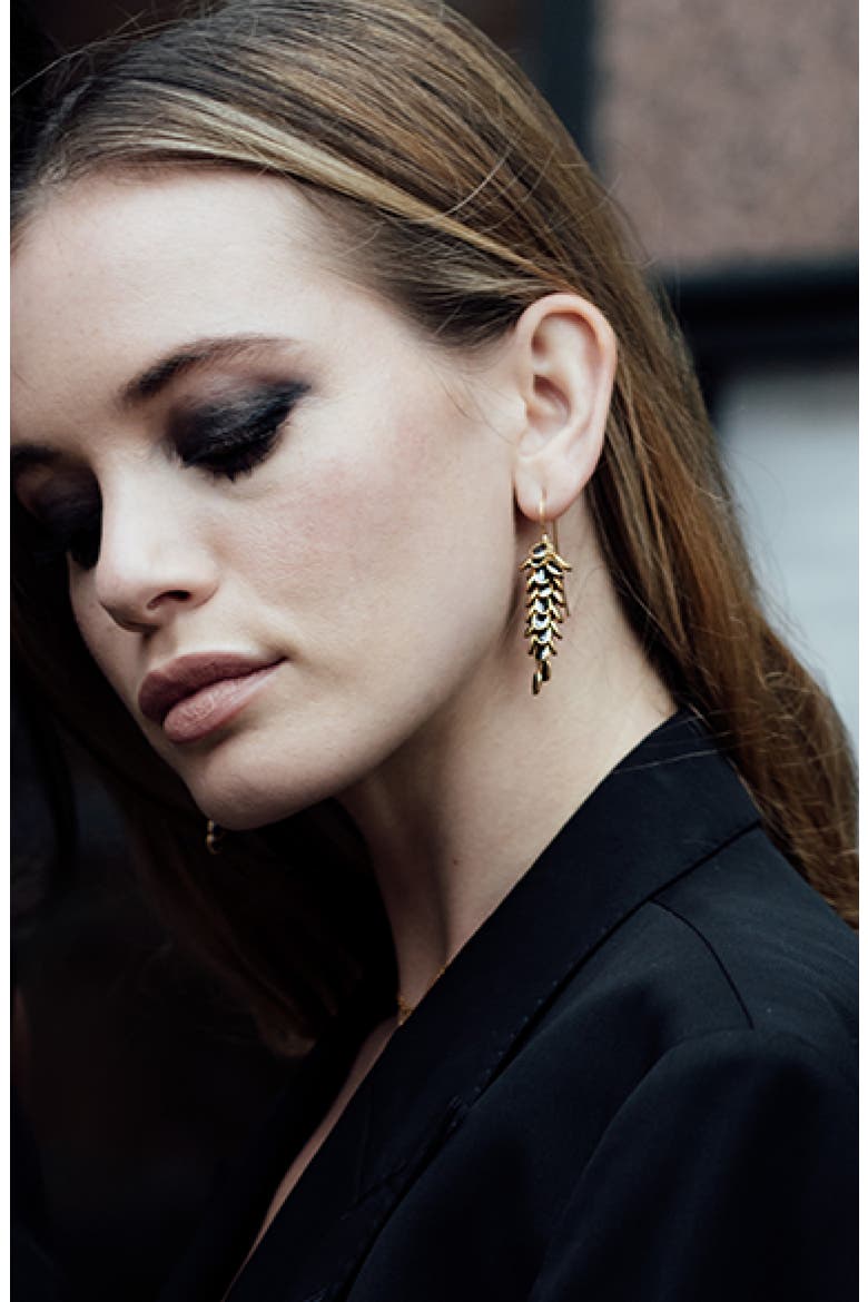 Midi Crystal Drops, Alternate, color, Gold and Black