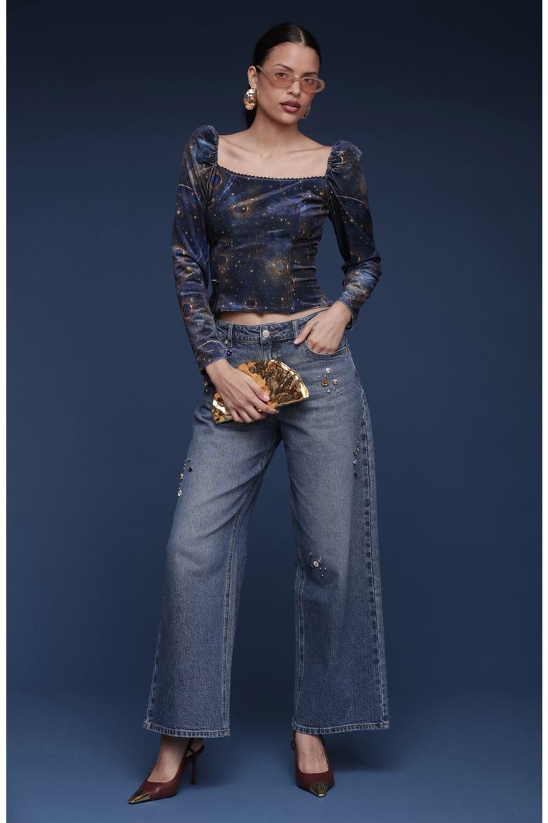 Renaissance Romance Long Sleeve Shirt, Alternate, color, GOLD CELESTIAL BAROQUE