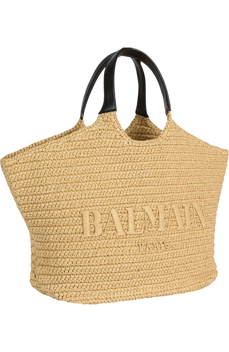 Balmain crochet tote bag, Alternate, color, Beige