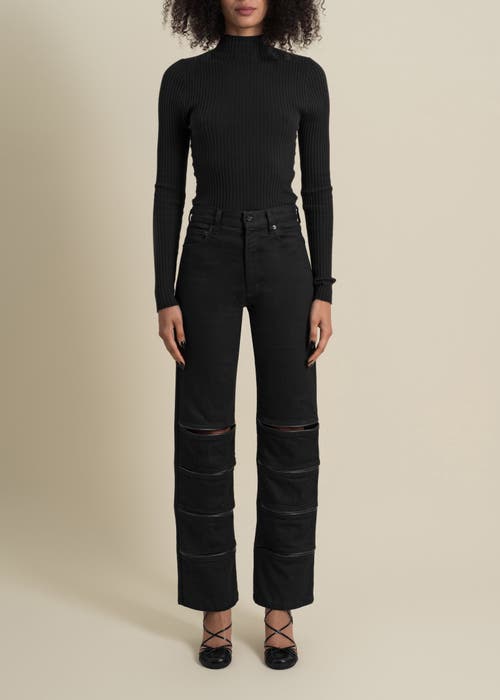 Contessa Mills Arcana Slim-fit Mid-rise Leather-trim Jeans In Black