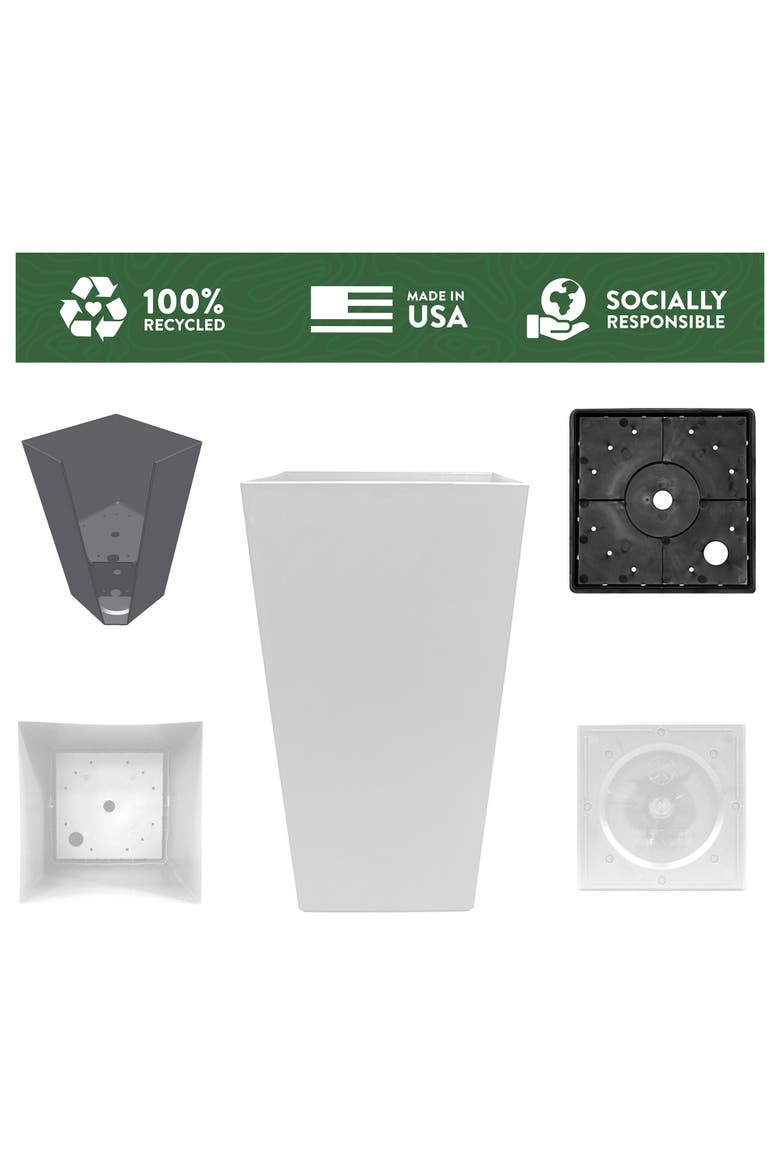 20 Inch Finley Tall Tapered Square Planter, Casper White, Alternate, color, White