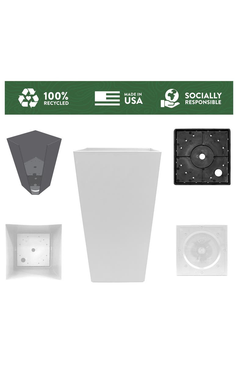 Bloem 20 Inch Finley Tall Tapered Square Planter, Casper White, Alternate, color, White