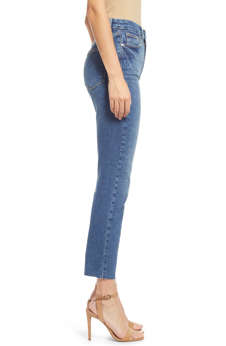 Good American Good Classic Raw Hem High Waist Slim Jeans, Alternate, color, 