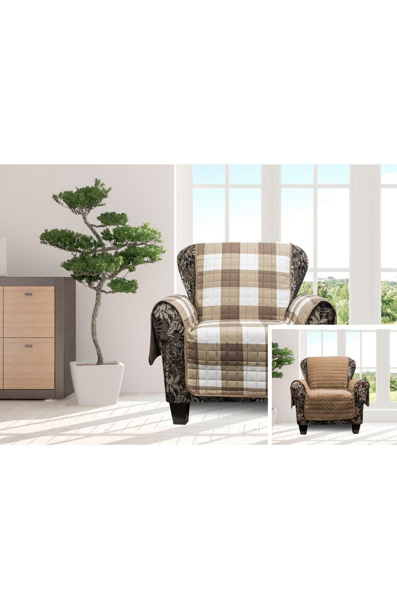 Duck River Textile Taupe/Chocolate Alba Reversible Waterproof Microfiber Chair Cover, Alternate, color, 