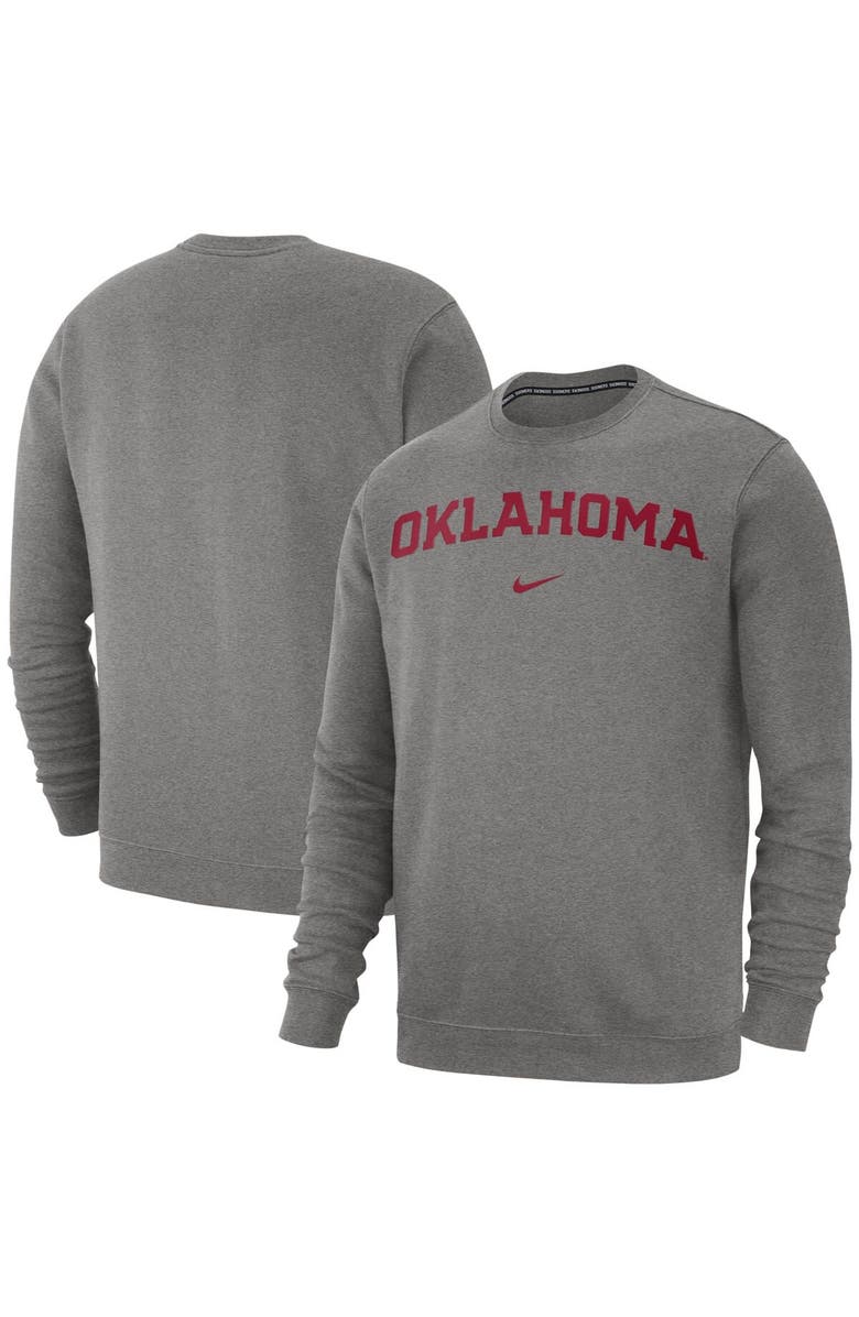 Nike Men's Nike Heather Gray Oklahoma Sooners Club Fleece Sweatshirt, Main, color, 
