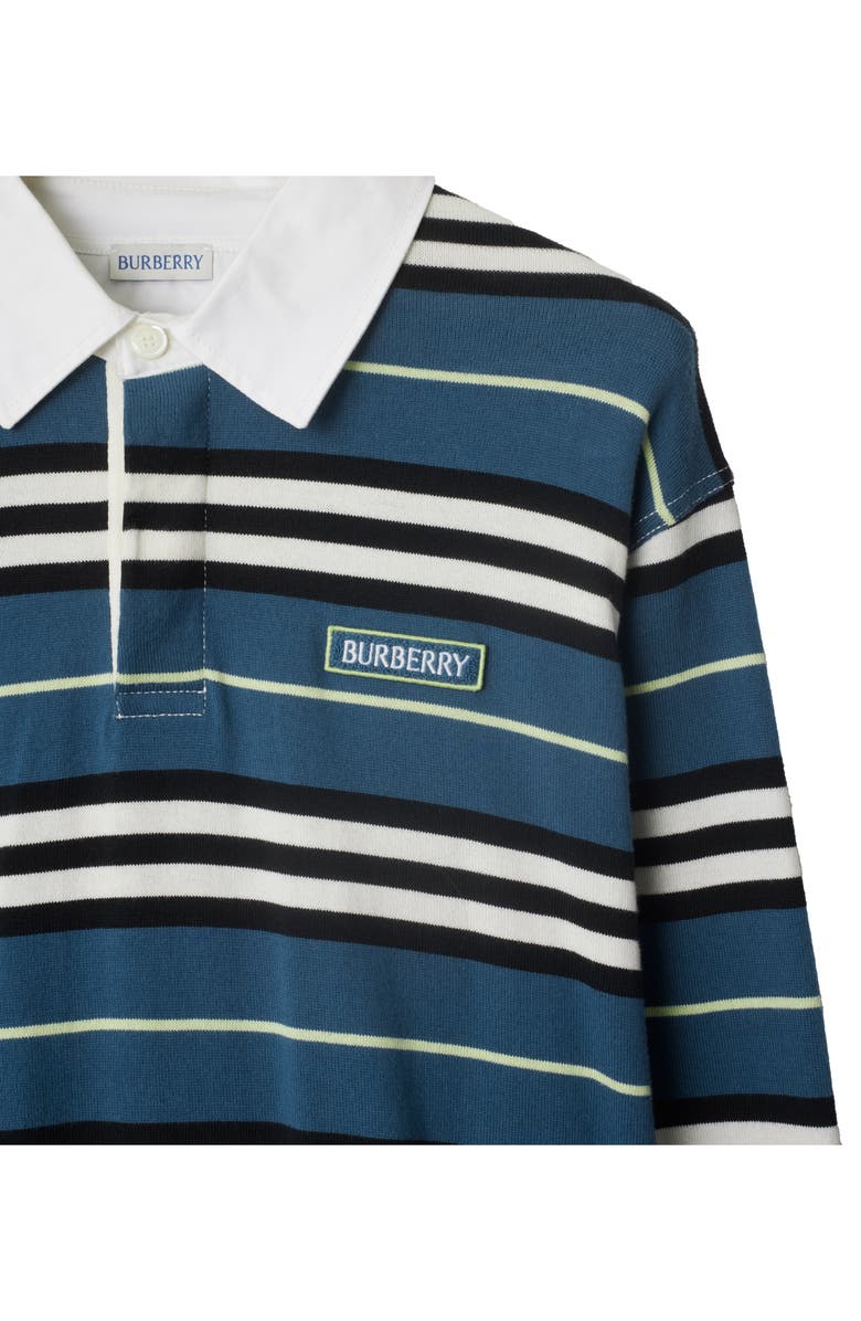 Burberry Stripe Long Sleeve Cotton Polo, Alternate, color, 