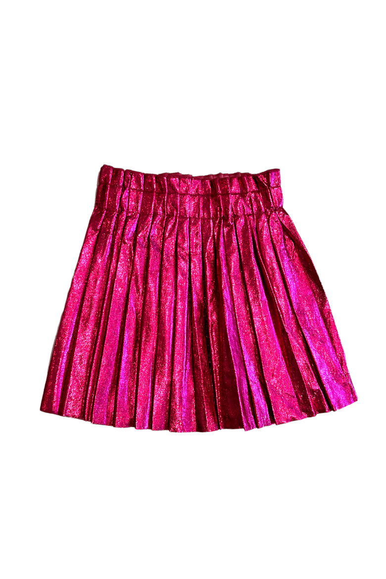 Foil Pleated Skirt, Main, color, Pink