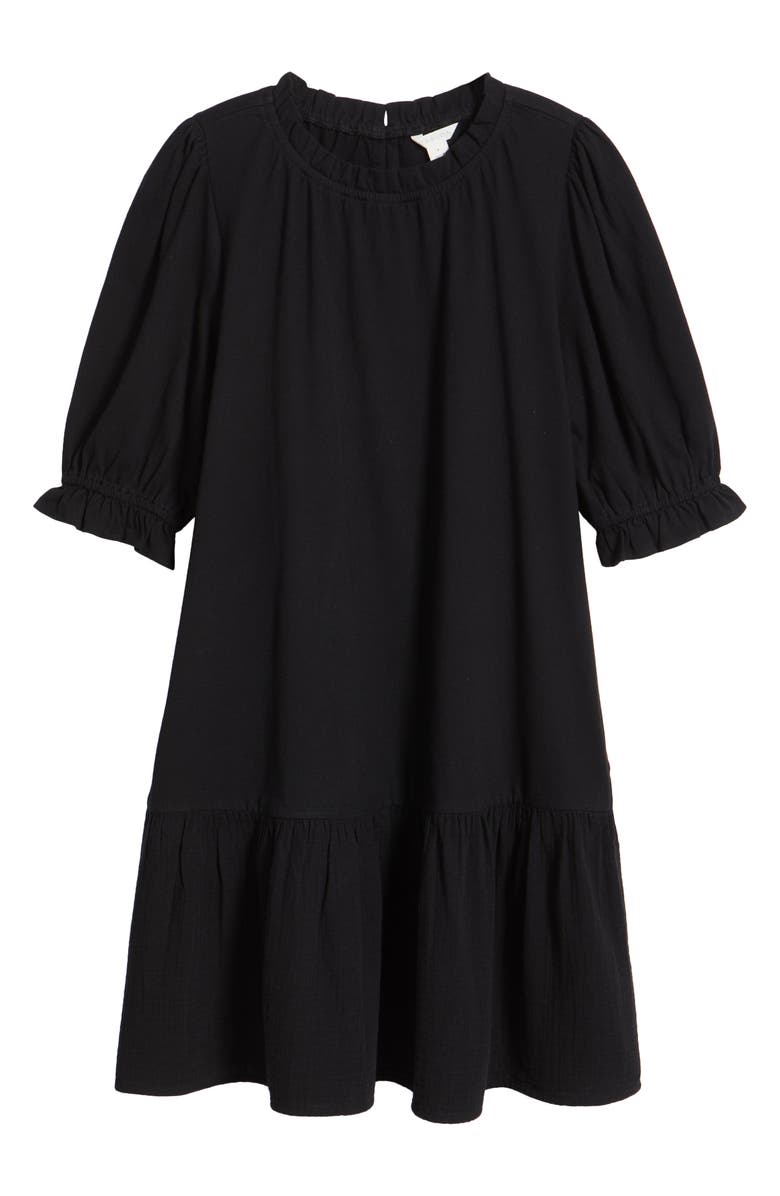 Caslon<sup>®</sup> Ruffle Trim Shift Dress, Alternate, color, Black