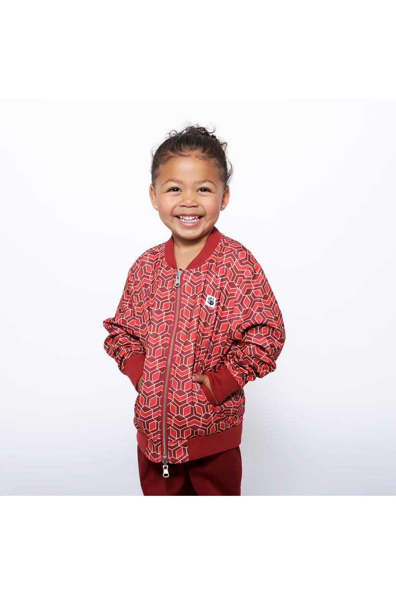 Girls Reversible Zip up Lightweight Bomber Jacket, Main, color, Red Multicolor