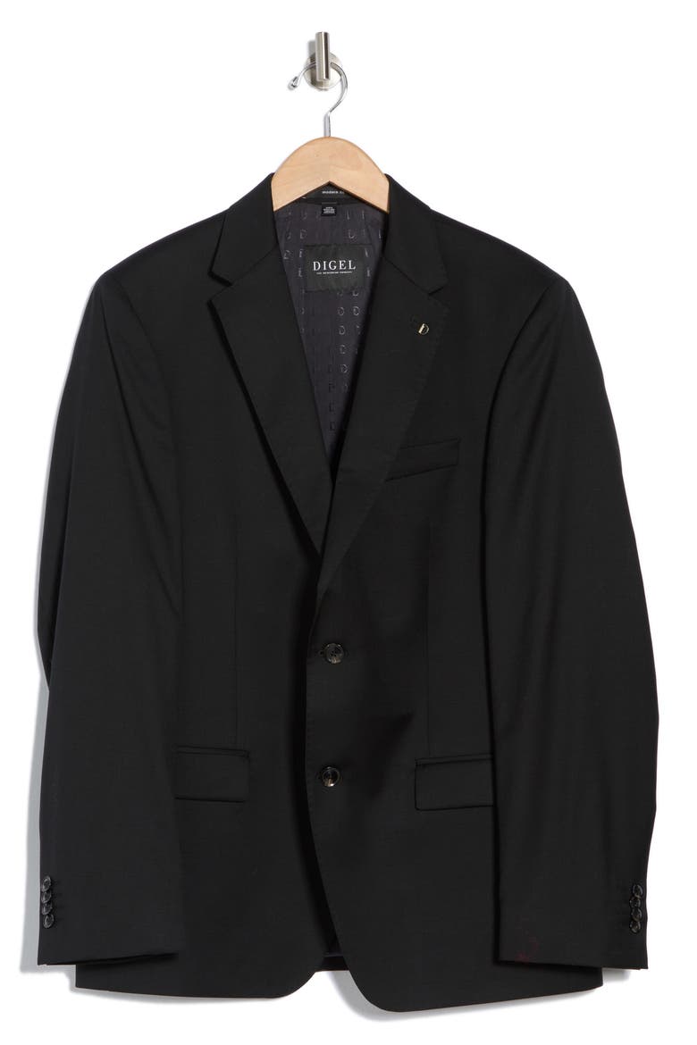 Notch Lapel Virgin Wool Sport Coat, Alternate, color, BLACK