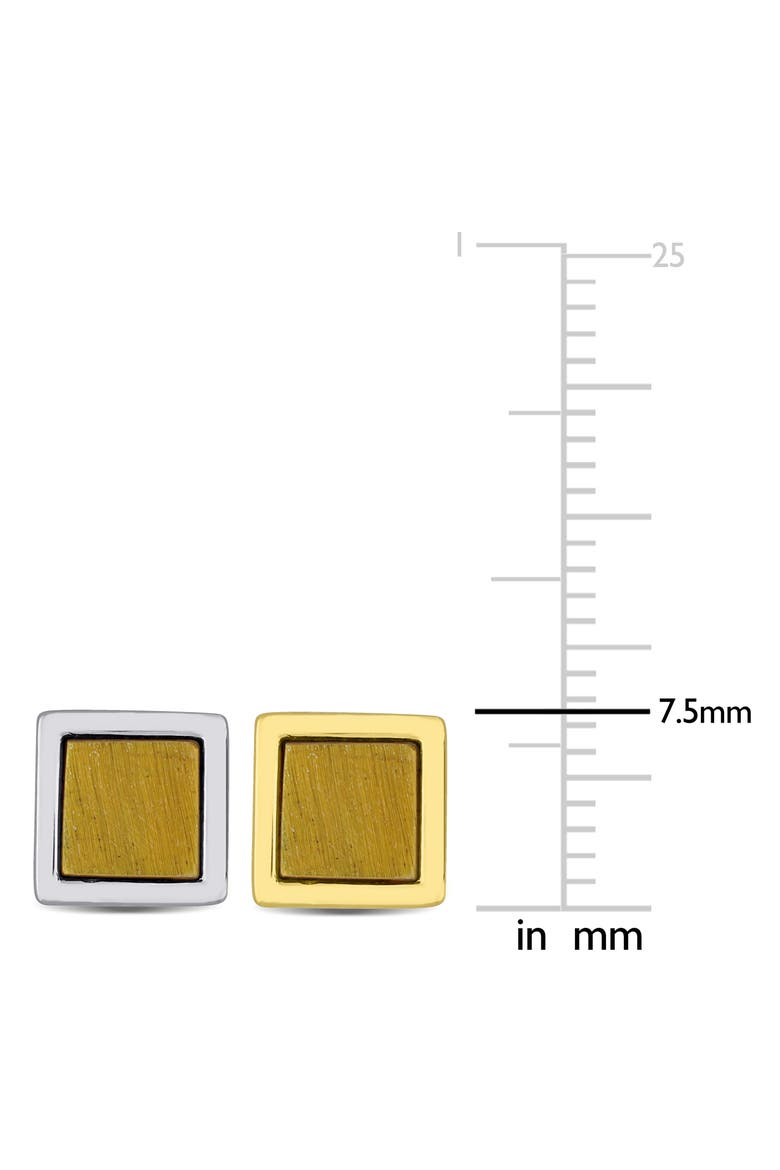 Men's Set of 2 Tiger's Eye Square Stud Earrings, Alternate, color, YELLOW