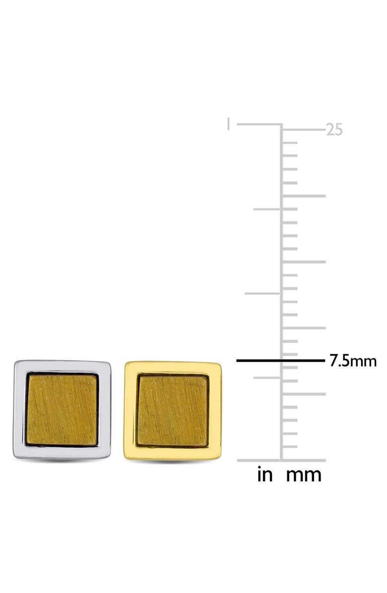 DELMAR Men's Set of 2 Tiger's Eye Square Stud Earrings, Alternate, color, Yellow