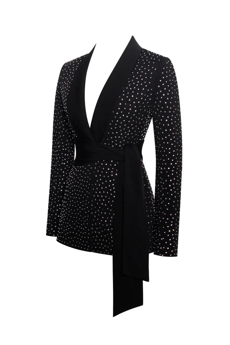 Visionary Crystal Embellished Blazer Jacket, Alternate, color, Black