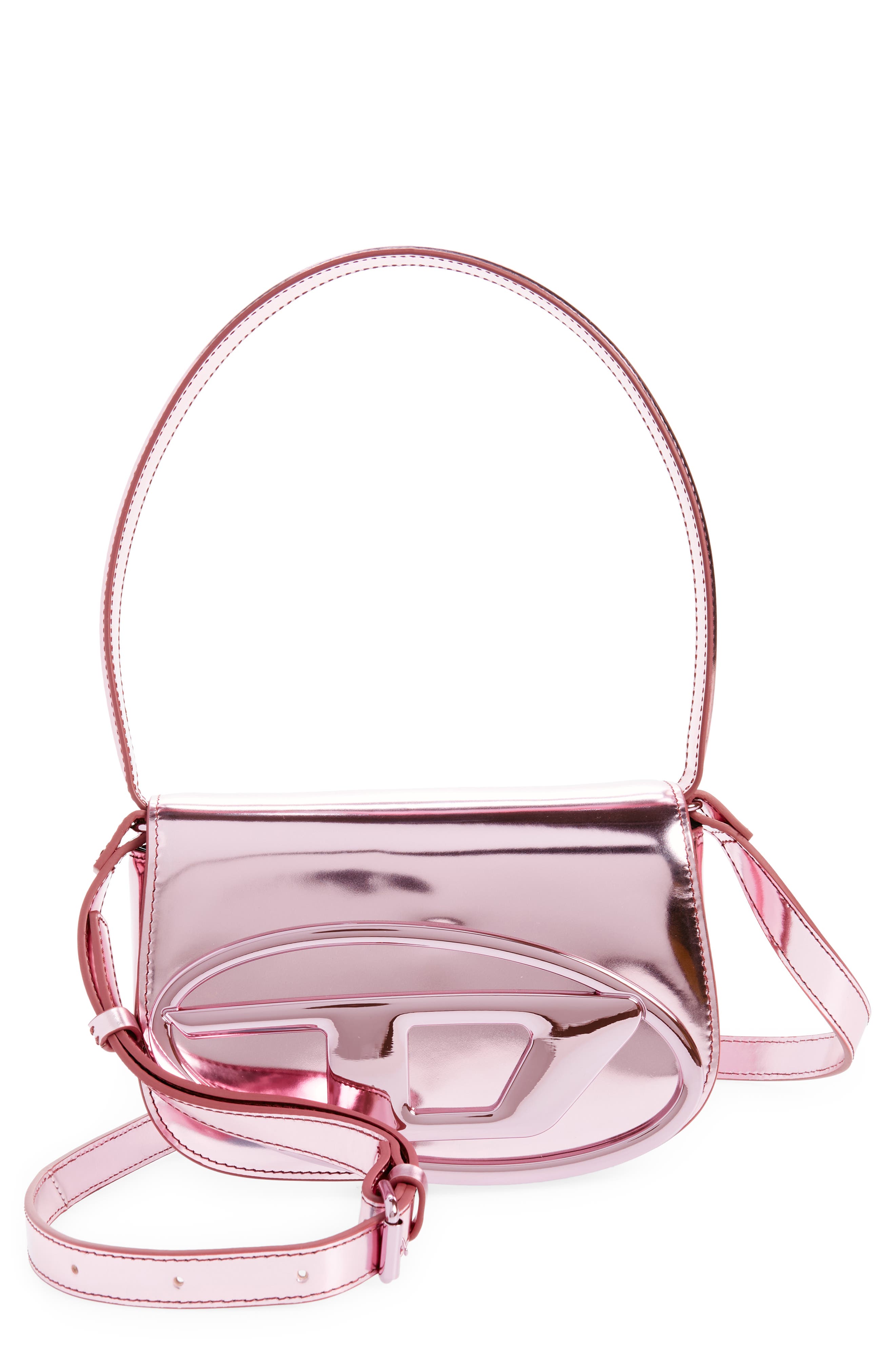 DIESEL<sup>®</sup> 1Dr Logo Metallic Leather Handbag, Main, color, 