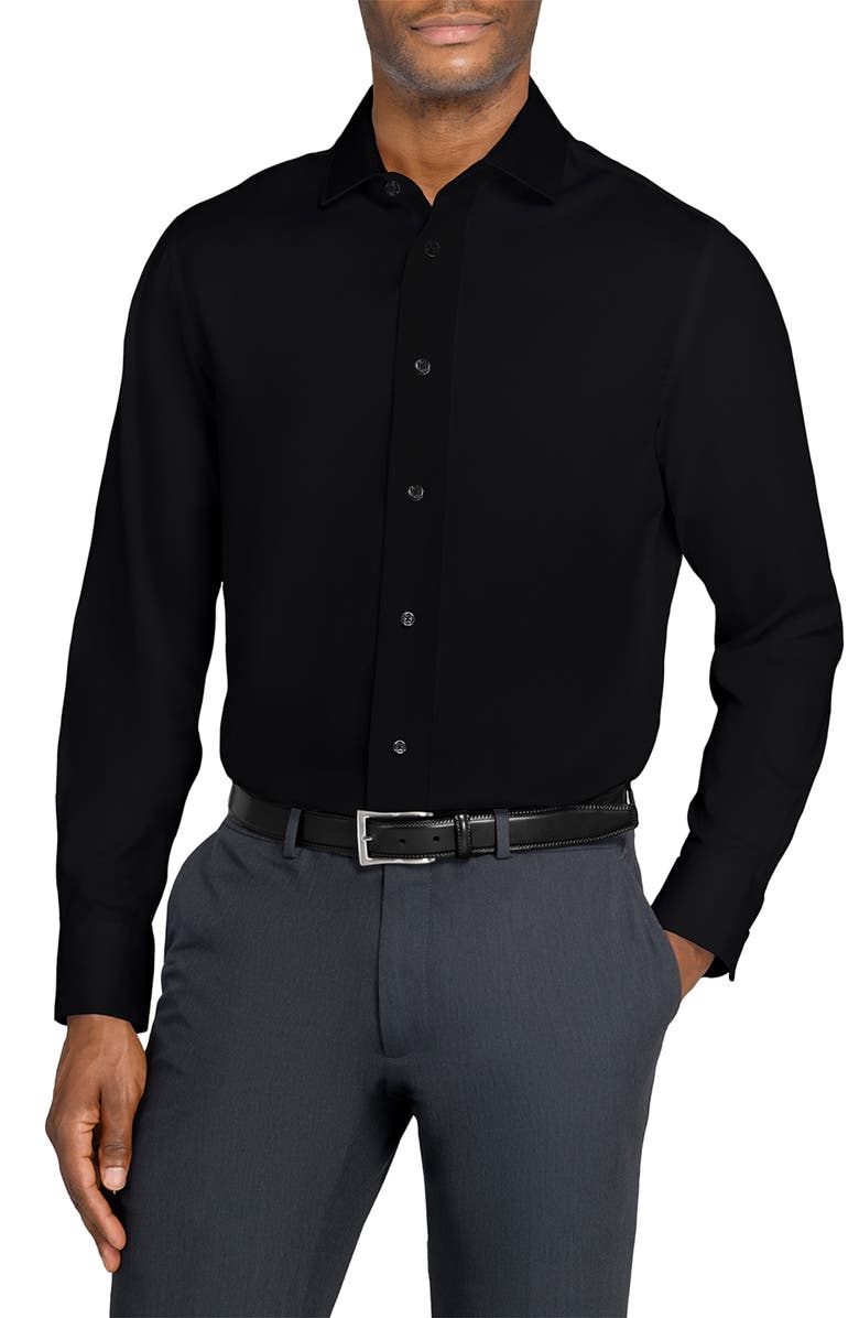 W.R.K Slim Fit Solid Reworked Dress Shirt, Main, color, Black