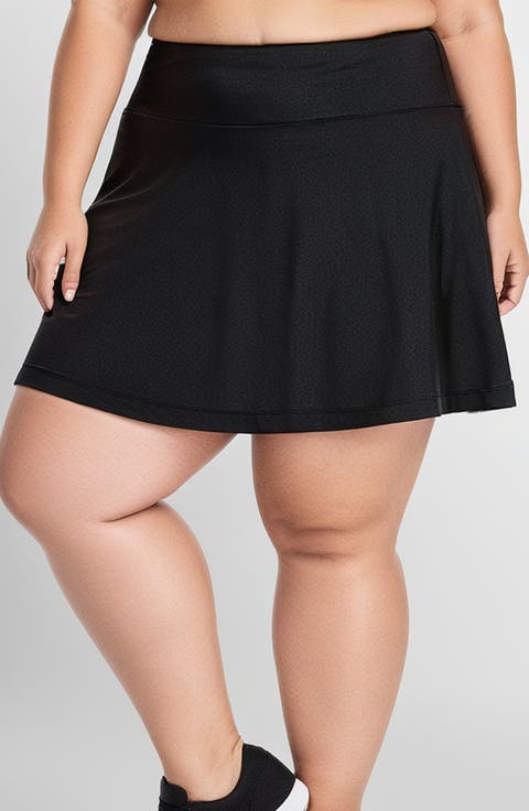 Plus Size Flowy Swim Skirt With Shorts