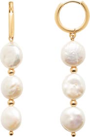 MADE BY MARY Laurel Pearl Drop Hoop Earrings