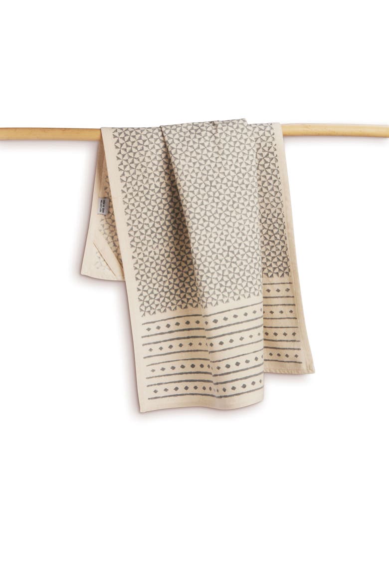 Feast - Hand Block Printed Kitchen Towels - Set of 2, Main, color, Slate