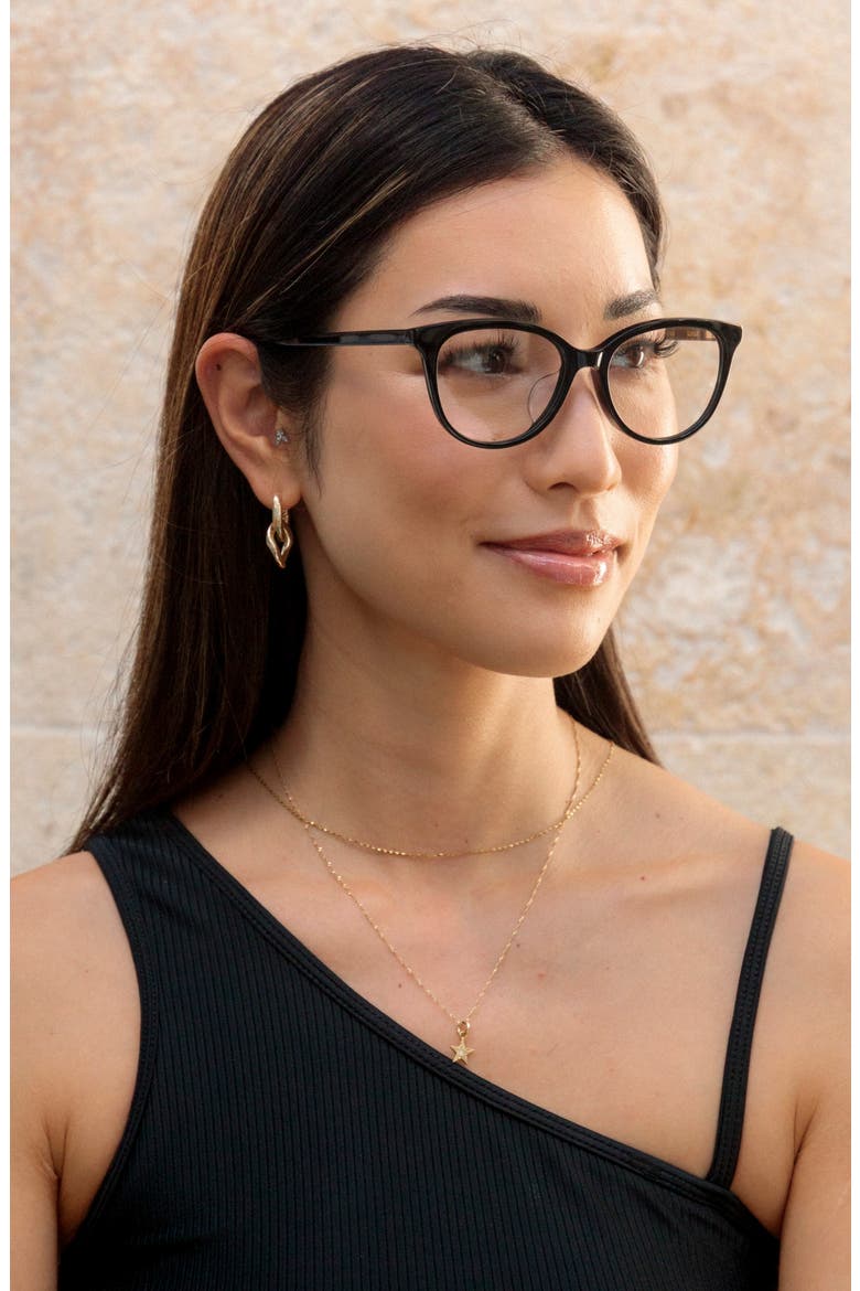 Kahala 53mm Low Bridge Cat Eye Optical Glasses, Alternate, color, BLACK LAVA / CLEAR LENSES
