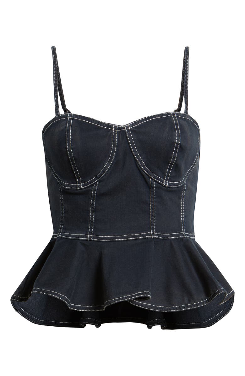 LOVE THE LABEL Tabitha Peplum Denim Top, Alternate, color, Pagent Blue