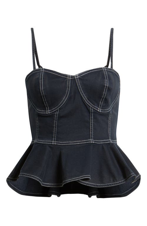 Love The Label Tabitha Peplum Denim Top In Multi