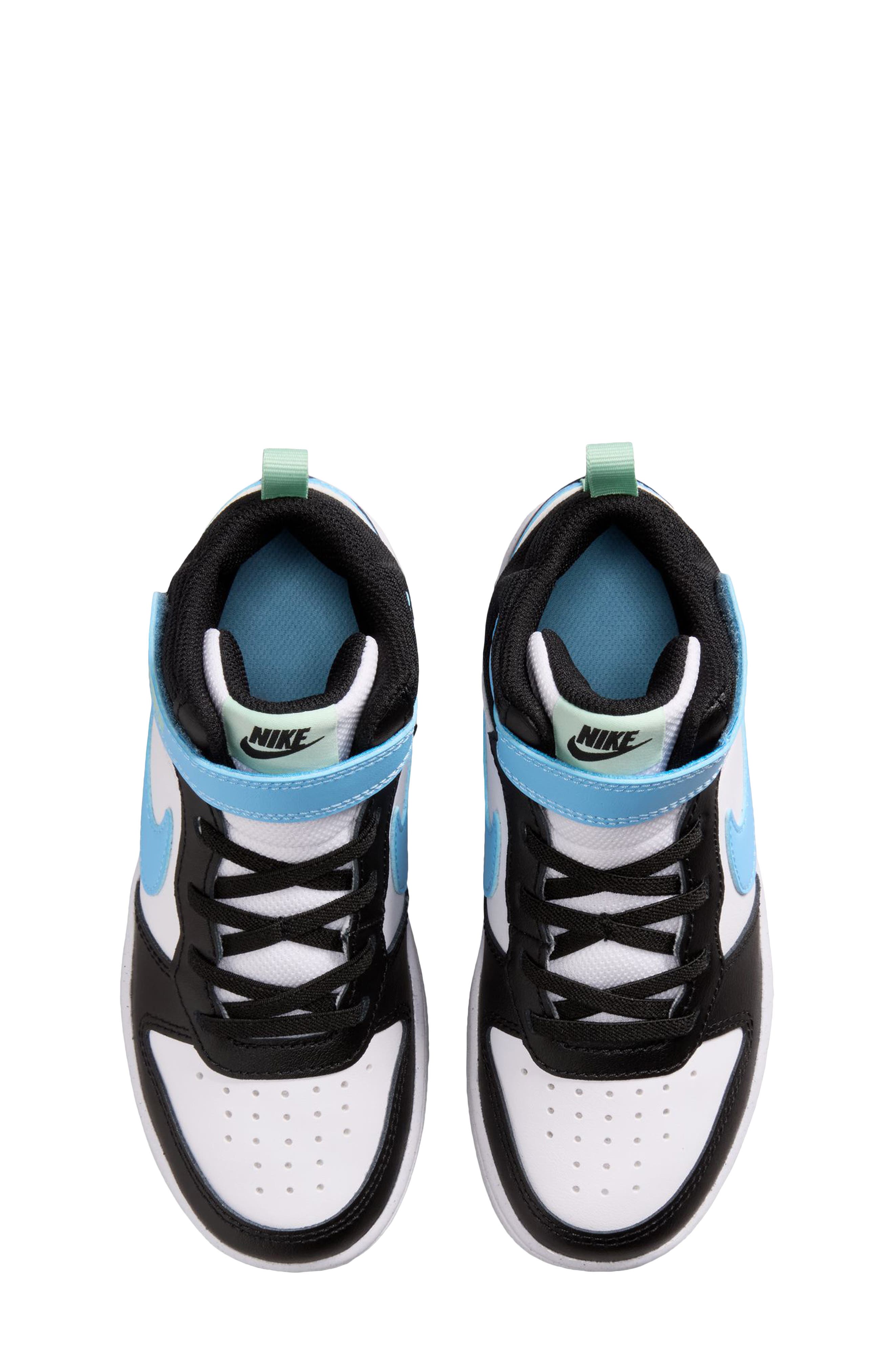 Kids' Court Borough Mid 2 Basketball Shoe, Alternate, color, WHITE/ BLACK/ FOOTBALL BLUE