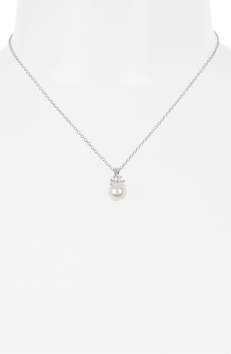 NORDSTROM RACK 8mm Faux Pearl & CZ Pendant Necklace, Alternate, color,