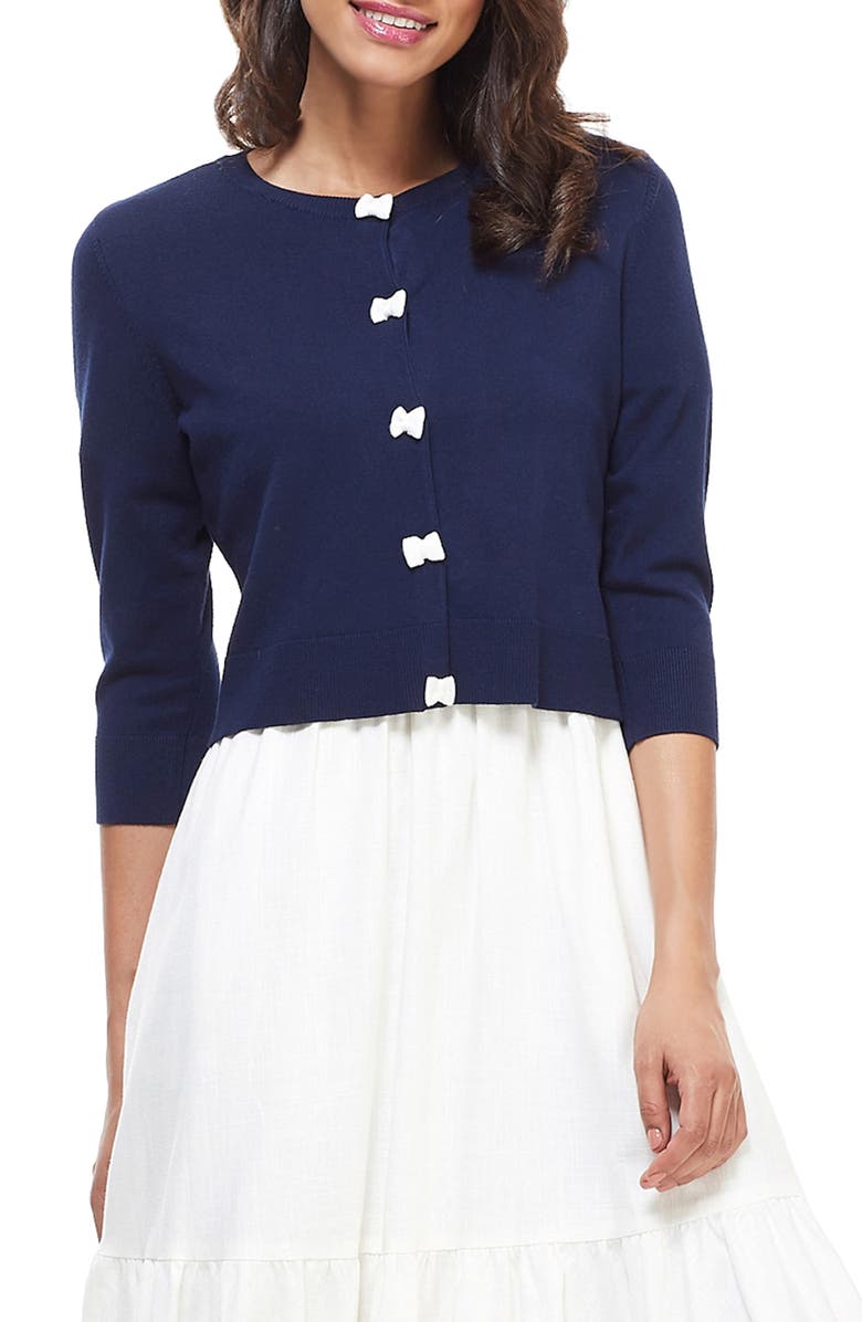 Gal Meets Glam Collection Iris Bow Placket Cardigan, Main, color, 
