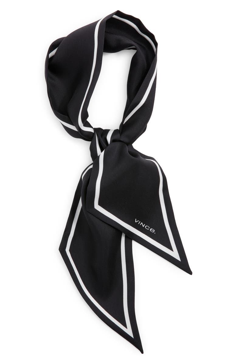 Vince Stripe Silk Scarf, Alternate, color, Black Optic White