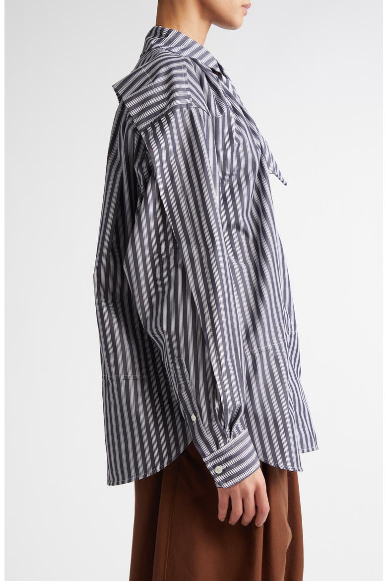 Boule Tie Neck Button-Up Shirt, Alternate, color, BLACK/ WHITE