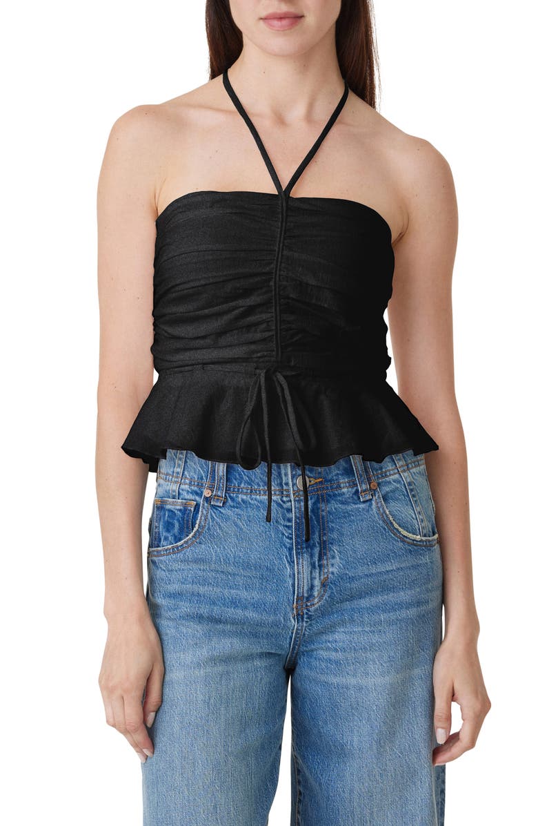 Habitual Ruched Halter Top, Main, color, Black