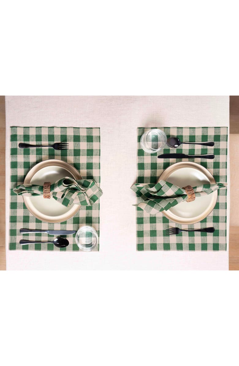 Solino Home Linen Placemats - Morgan Check, 14" x 19" Inch, Alternate, color, Green And Natural