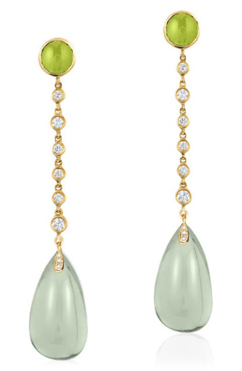 Naughty Diamond Link & Cabochon Drop Earrings
